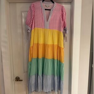 English Factory Colorblock Bow Tie Pastel Maxi Dress